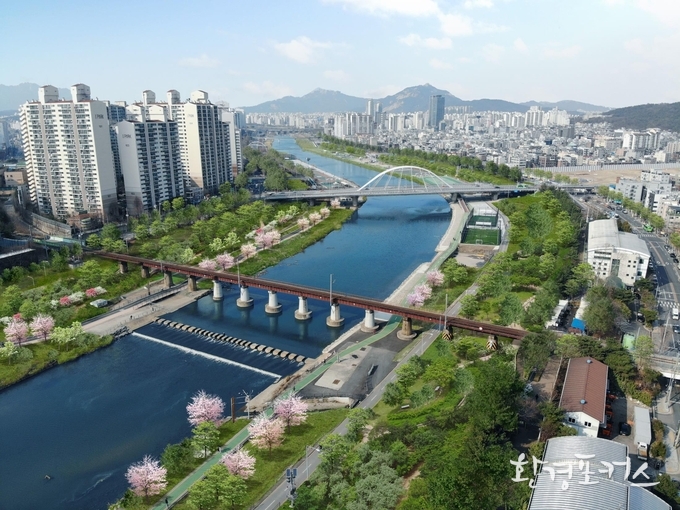 최종 사업완료후 예상 조감도(이화교, 남→북 방향)