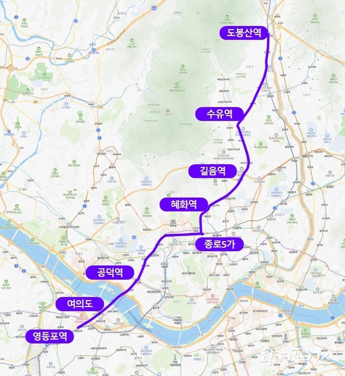 자율주행 새벽동행버스 운행 예상 노선도 (160번)